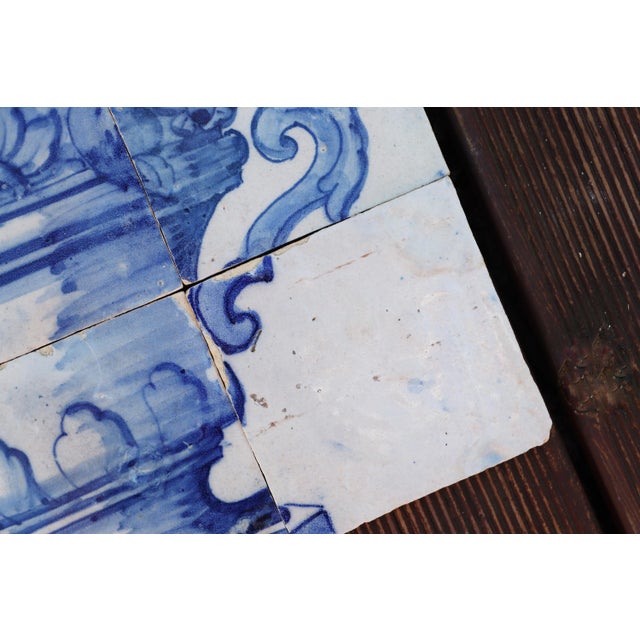 Tile Mural Panel Depicting a Baroque Jardinière With Flowers, Portuguese, 18th Century For Sale - Image 4 of 11