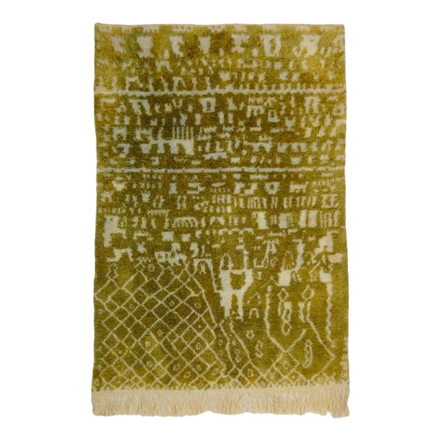 1970s Pistachio Beni Mrirt Wool Rug 6' X 8'4 For Sale