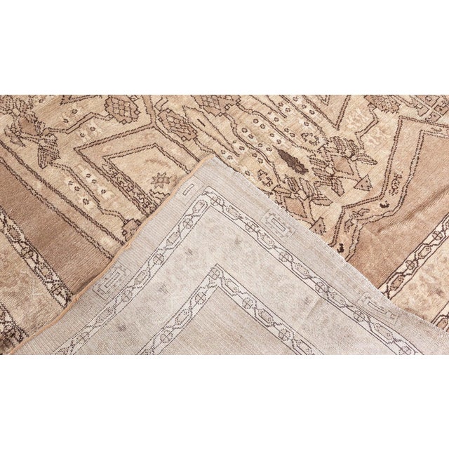 Antique Beige and Brown Geometric Motif Persian Bakhtiari Rug For Sale - Image 4 of 8