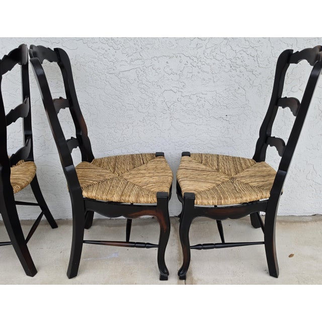 French Country Ladderback Rush Seat Dining Chairs Set of 4 For Sale - Image 16 of 18