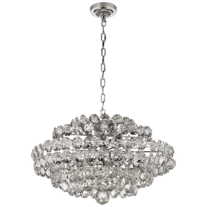 AERIN for Visual Comfort Signature Sanger Small Chandelier in Polished Nickel with Crystal