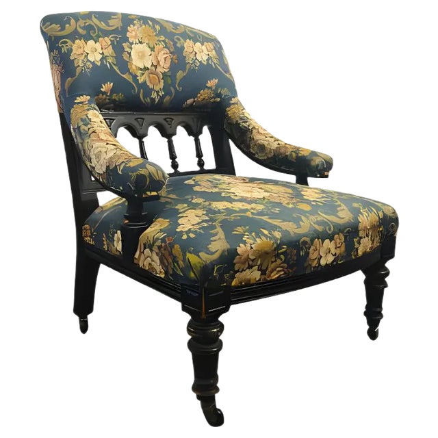 Small Victorian Ebonised Armchair, 1880s For Sale
