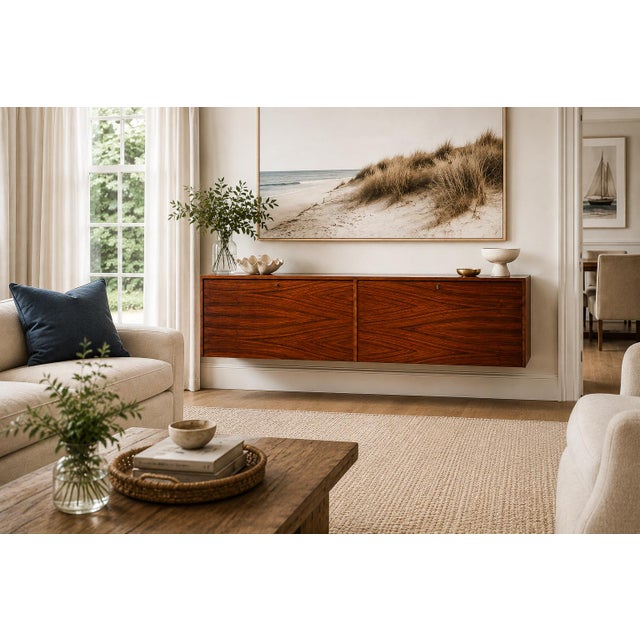 Brown Brazilian Modern Floating Bar / Sideboard in Hardwood by Carlo Hauner, 1950s For Sale - Image 8 of 18