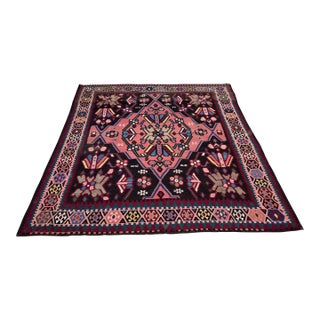 High Quality Pink Persian Shiraz Tribal Kilim Rug - 7'3" X 8'0" For Sale