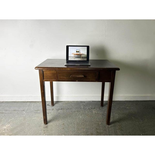 Mid-Century Vintage Abbess Oak Office Desk with Single Drawer, 1950s-60s For Sale - Image 4 of 12