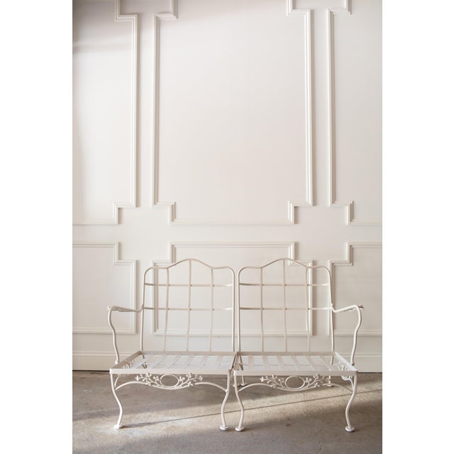 Vintage 1950s Wrought Iron Patio Loveseat in the Style of Meadowcraft For Sale - Image 15 of 16