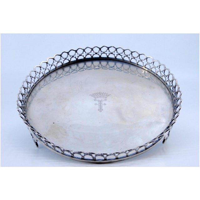Silver Tray with Wire Rack, Coat of Arms Bottom and Hollow Feet For Sale - Image 6 of 9