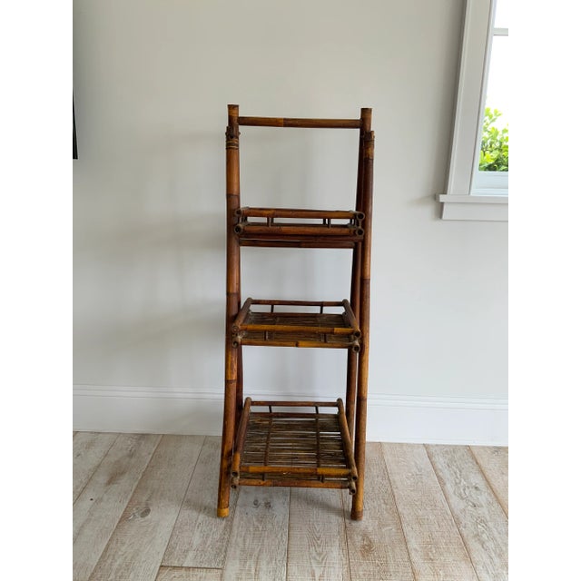 1960s Rustic Cottage-Style Folding Bamboo Etagere For Sale - Image 13 of 13