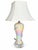 Bring a luminous, sculptural accent to your space with this pearlescent table lamp. Its graceful, rounded body narrows at...