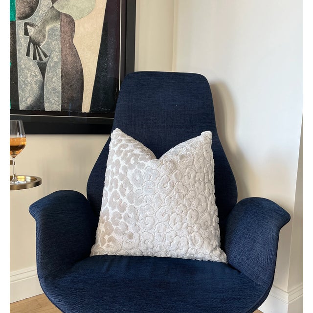 Pearl Leopard 20x20 Velvet Throw Pillow With Feather Down Insert For Sale - Image 9 of 9