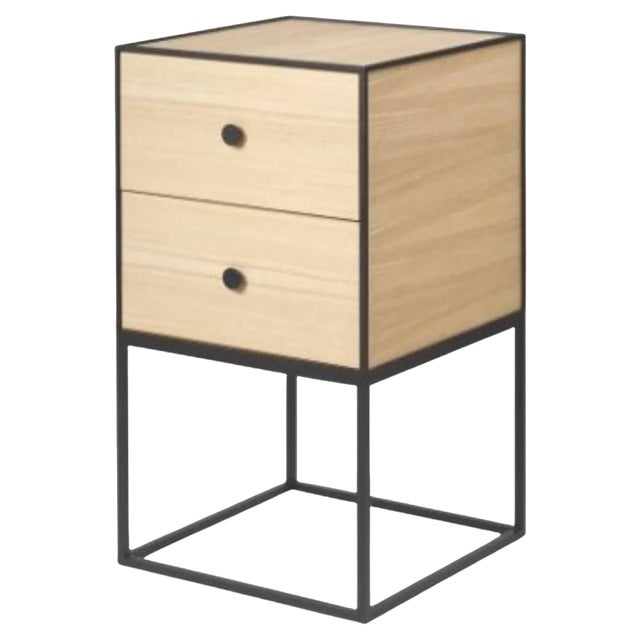 35 Oak Frame Side Table with 2 Drawers by Lassen For Sale
