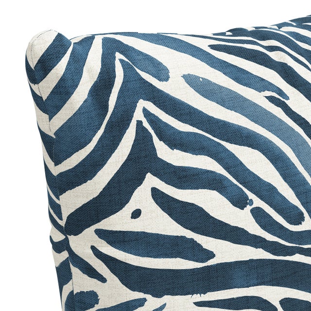 Not Yet Made - Made To Order 18" Indoor/Outdoor Pillow in Blue Washed Zebra For Sale - Image 5 of 6
