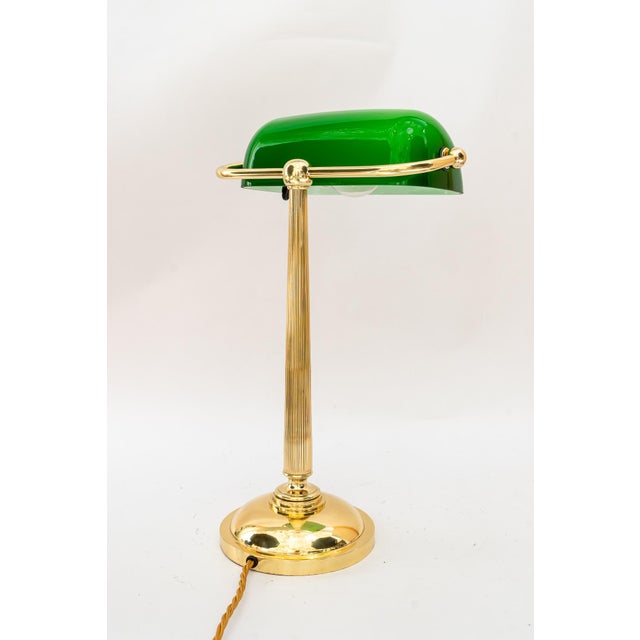 Art Deco Banker Lamp with Green Glass Shade, Vienna, 1920s For Sale - Image 18 of 18