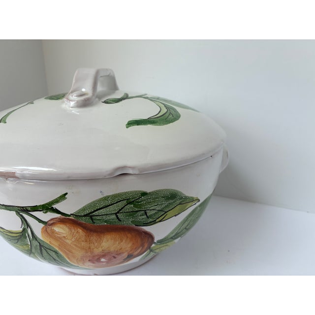 Vintage Hand-Painted Italian Farmhouse Ceramic Pottery Large Soup Tureen | Made in Italy For Sale - Image 12 of 16