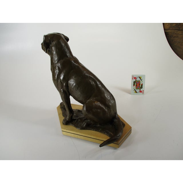 Dan Ostermiller, Bronze Dog, Lab, Labrador Sitting Statue, Wooden Bace Artist Signed: 1995, 2/20 For Sale - Image 11 of 18