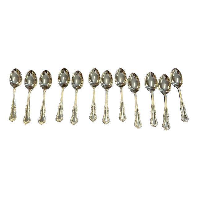 Silver-Plated Dessert Spoons with Russell Pattern by Mappin & Webb, Set of 12 For Sale