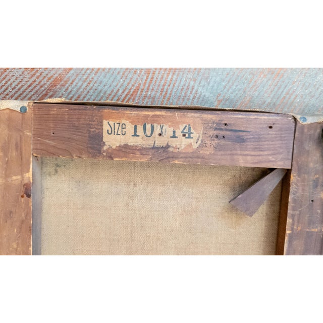 Textile 19th Century Country Primitive Rustic Naive Oil Painting of Narcissus or Daffodil Flowers For Sale - Image 7 of 8