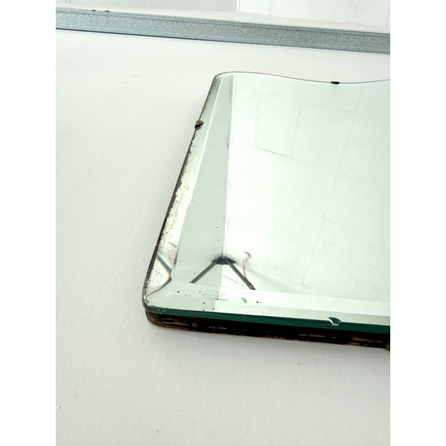 Silver Art Deco Frameless Scalloped Wall Mirror, 1940s For Sale - Image 8 of 14