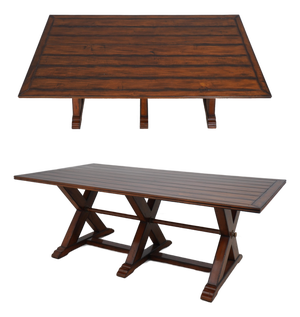 Large Rustic Style X Base Trestle Dining Table
