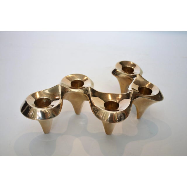 Metal Jonathan Adler Brass Undulating Candelabra For Sale - Image 7 of 10