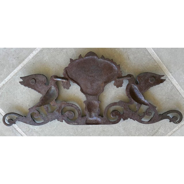 Circa Late 19th-Century Cast Iron Victorian-Style Pediment With Fruit Urn & Swooping Ravens For Sale - Image 4 of 18