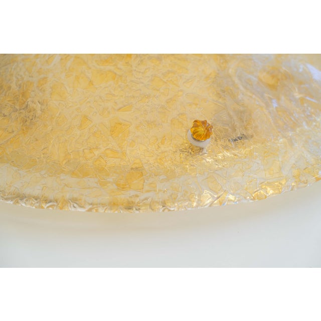 Clear and Golden Murano Glass Flush Mount with Brass Base from Sylcom Lighting, 1990s For Sale - Image 9 of 18