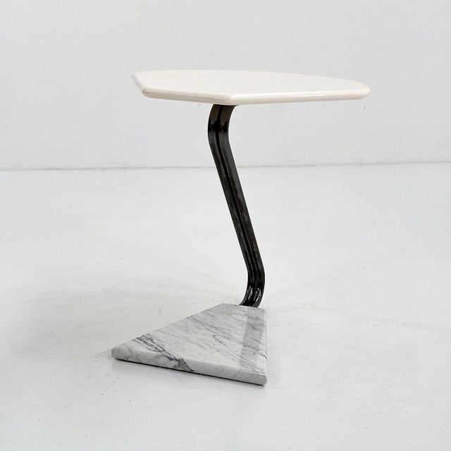 White La Palma Side Table with Marble Base, 1980s For Sale - Image 8 of 11