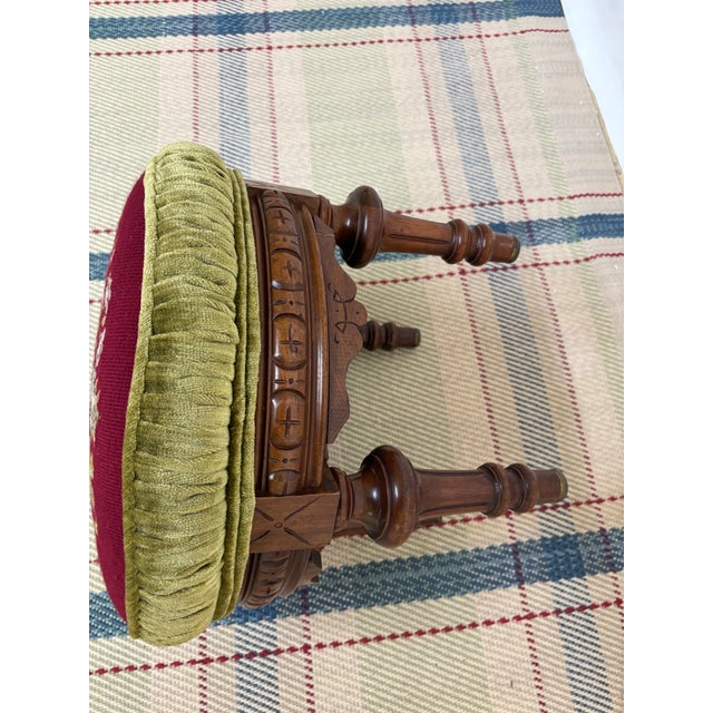 Antique Victorian Style Round Footstool For Sale - Image 9 of 9