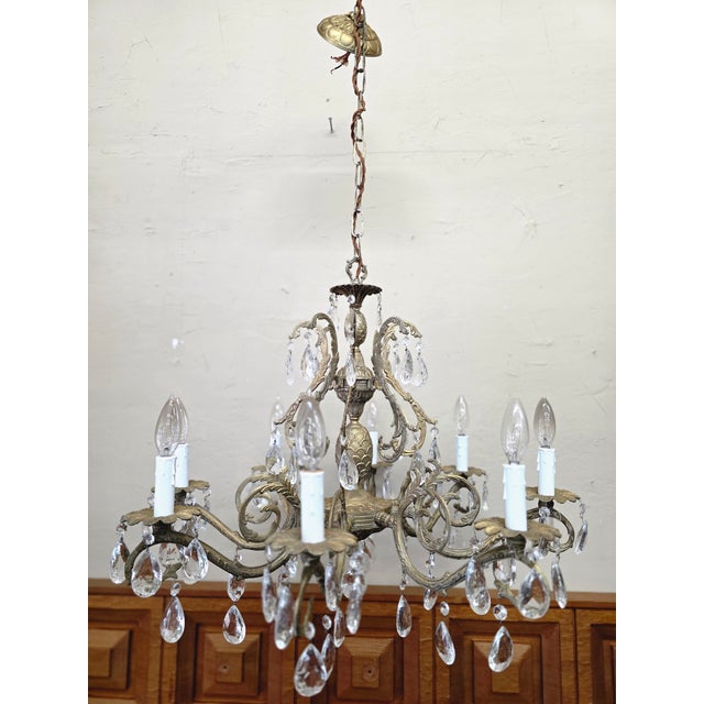 1960s 1960s Hollywood Regency 8-Arm Brass Birdcage & Double Pineapple Chandelier - Rewired For Sale - Image 5 of 12