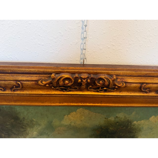 Impressionist C. Patin Huge Vintage European Cityscape/ Landscape Oil Painting Gilt Frame For Sale - Image 3 of 13