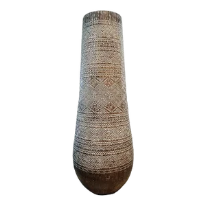 Early 21st Century Tall Hand-Carved Palm Pot