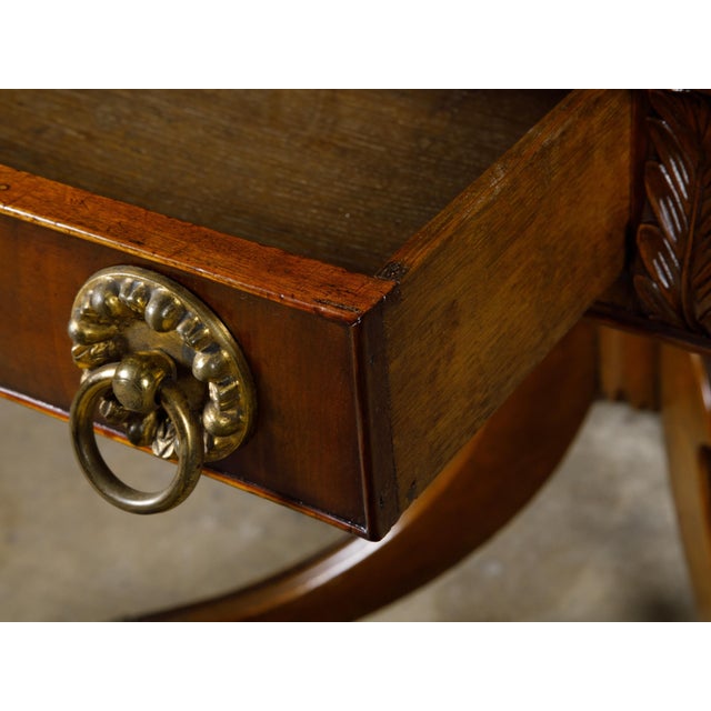 19th Century Regency English Mahogany Pembroke Table with Drawer, Quadripod Base, Lion Feet For Sale - Image 12 of 12