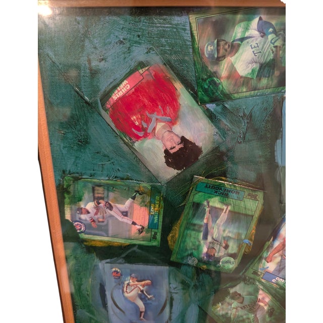 American Vintage Baseball Card Mixed Media Collage Signed by Artist For Sale - Image 3 of 10