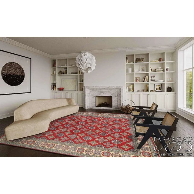 2010s Pasargad Red Fine Kazak Rug - 9′11″ × 13′ For Sale - Image 5 of 5
