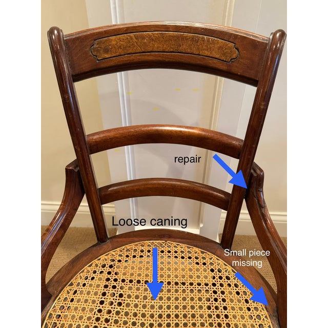Vintage Victorian Style Mahogany and Cane Side Chairs - Set of 4 For Sale - Image 13 of 17