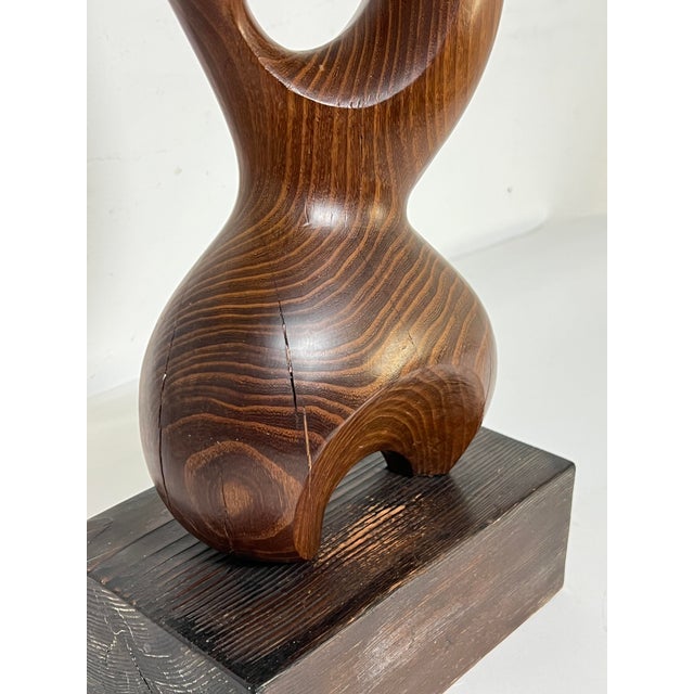 Mid-Century Modern C. 1970s Abstract Figurative Carved Teak Sculpture For Sale - Image 3 of 8