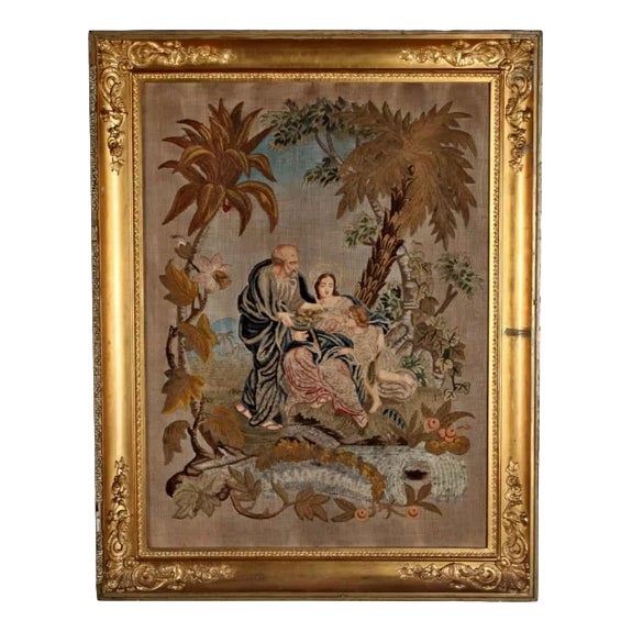 Handwoven Gobelin with Religious Motif, 1820 For Sale