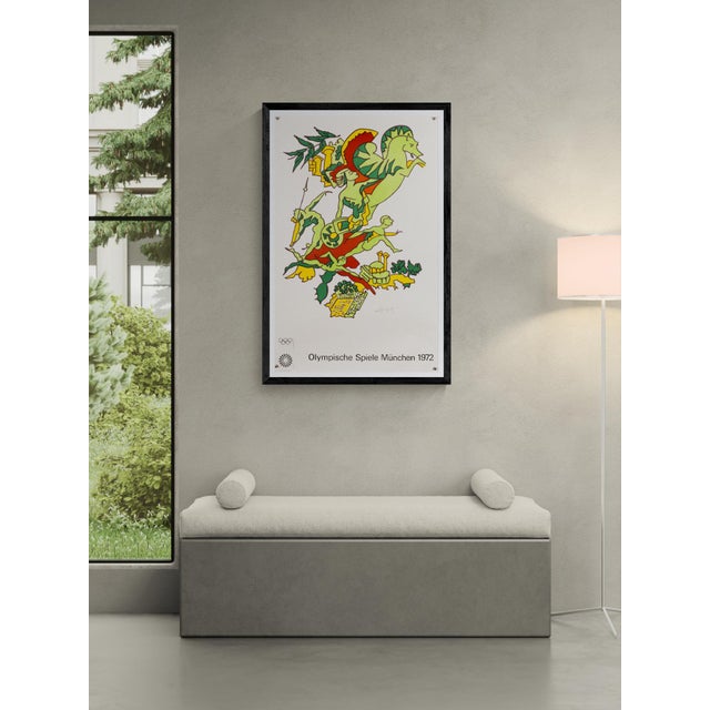The Piece This original Munich Olympics poster features the dynamic artwork of French artist Charles Lapicque....