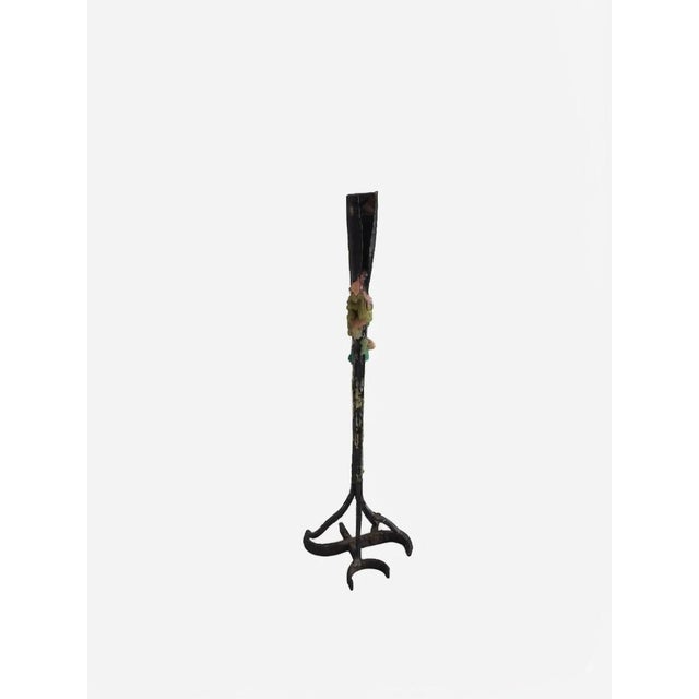 Early 20th Century Antique British Hand-Forged Iron Cattle Branding Iron Candle Holder For Sale - Image 5 of 7