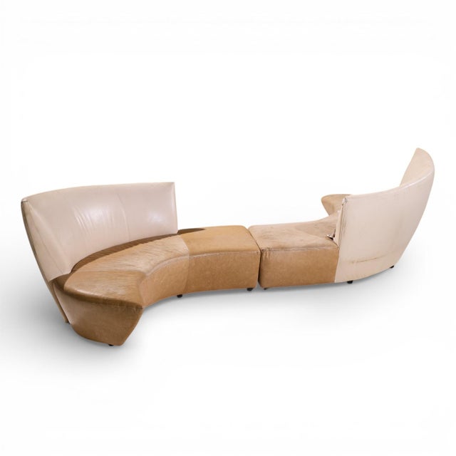 Vladimir Kagan for Preview Mid Century Serpentine Sofas - Pair Each sofa measures: 74 wide x 36 deep x 38.25 inches high,...