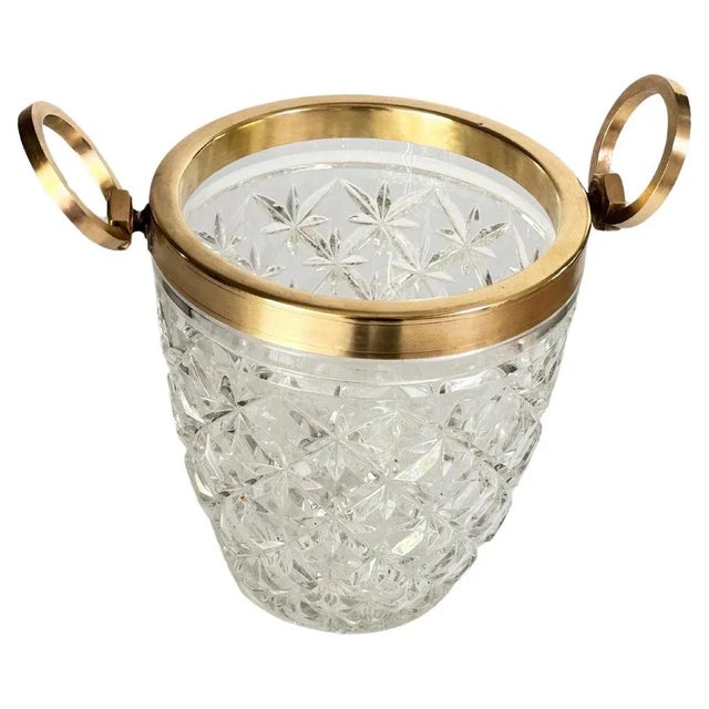 Champagne Bucket in Crystal and Brass, France, 20th Century For Sale - Image 12 of 12