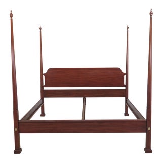 1980s Vintage Henkel Harris King Size Cherry Pencil Point Bedframe For Sale