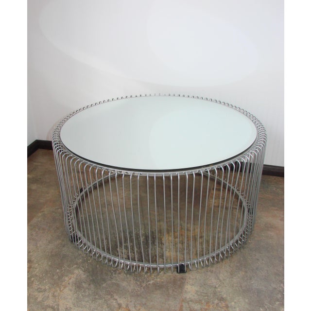 Round Coffee Table with Mirrored Top, 1990s For Sale - Image 6 of 7