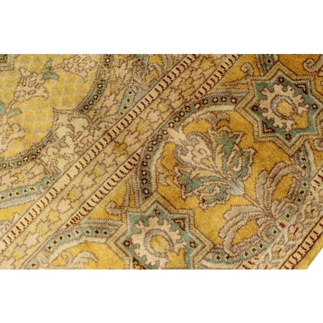1990s Art Nouveau 1990's Pak-Persian Gold/Green Wool Rug - 6'0'' X 8'7'' For Sale - Image 5 of 9