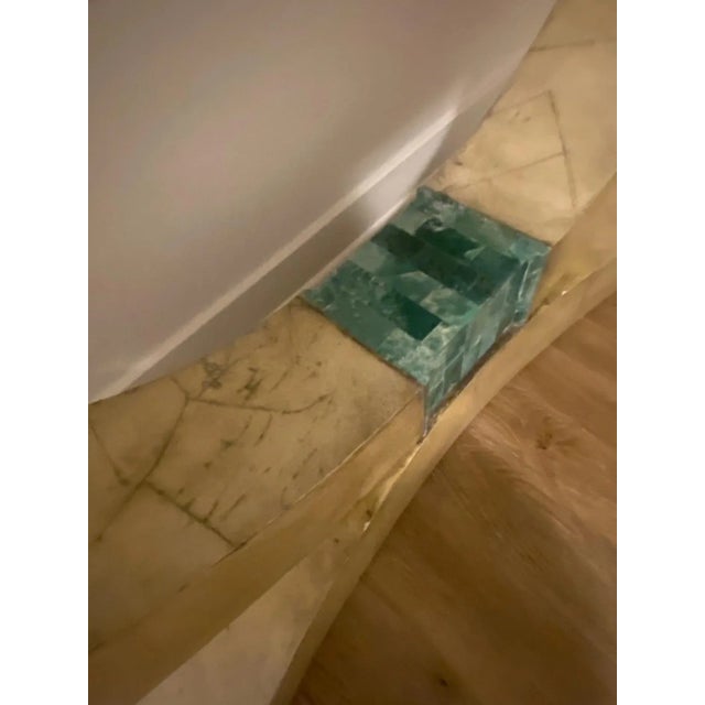 1970s 1970s Modern Parchment & Malachite Accent Console For Sale - Image 5 of 8