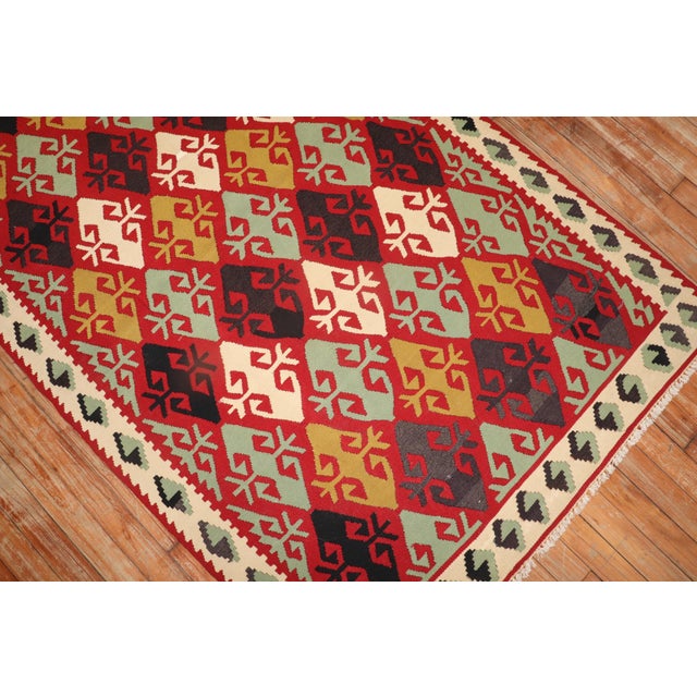 Mid 20th Century Geometric Turkish Kilim - 3'6" x 5'6" For Sale - Image 18 of 18