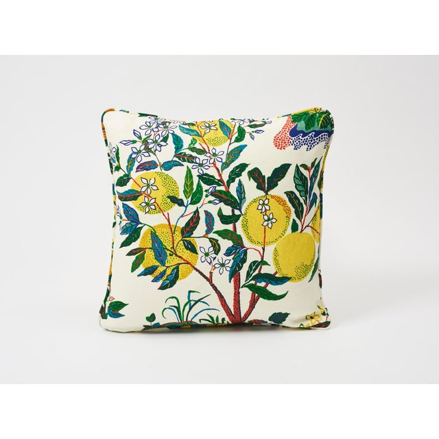 Textile Schumacher Double-Sided Pillow in Citrus Garden Primary Linen Print For Sale - Image 7 of 8