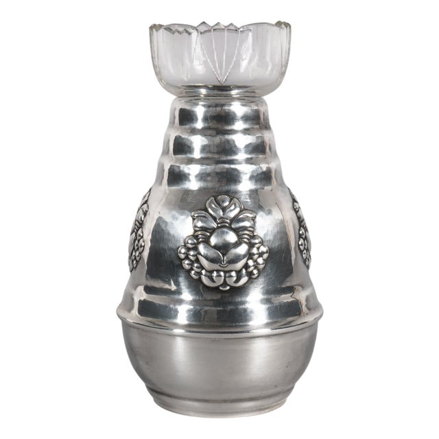 Vintage Danish Art Nouveau Silverplate Vase by Carl M. Cohr, 1920s For Sale