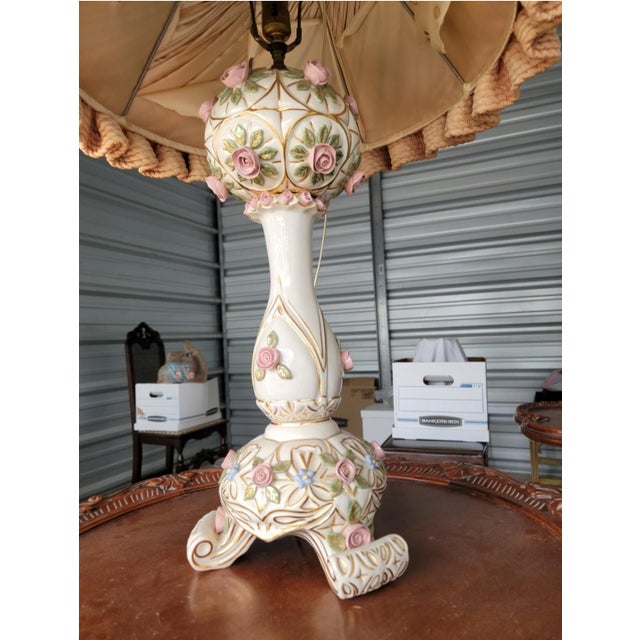 Vintage Rustic European Porcelain Lamp For Sale - Image 4 of 7