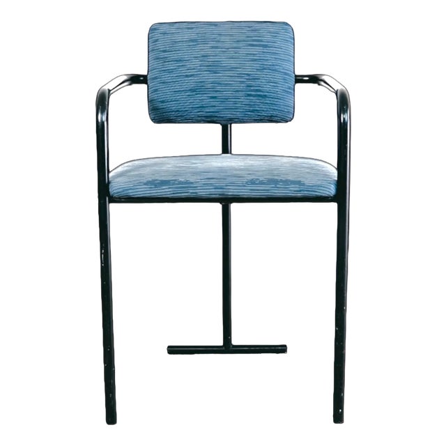 Vintage Minimalist Postmodern Metal and Fabric Armchair, 1980s For Sale